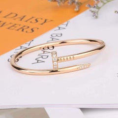 Cartier JUSTE UN CLOU Diamond Bracelet Rose Gold Size 17