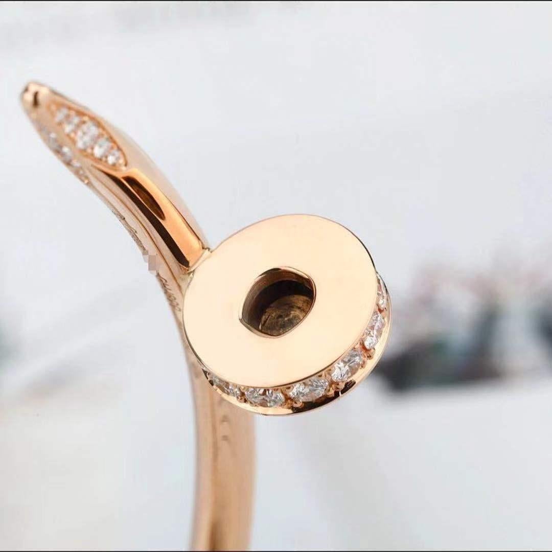 Cartier JUSTE UN CLOU Diamond Bracelet Rose Gold Size 17 In Excellent Condition In Banbury, GB