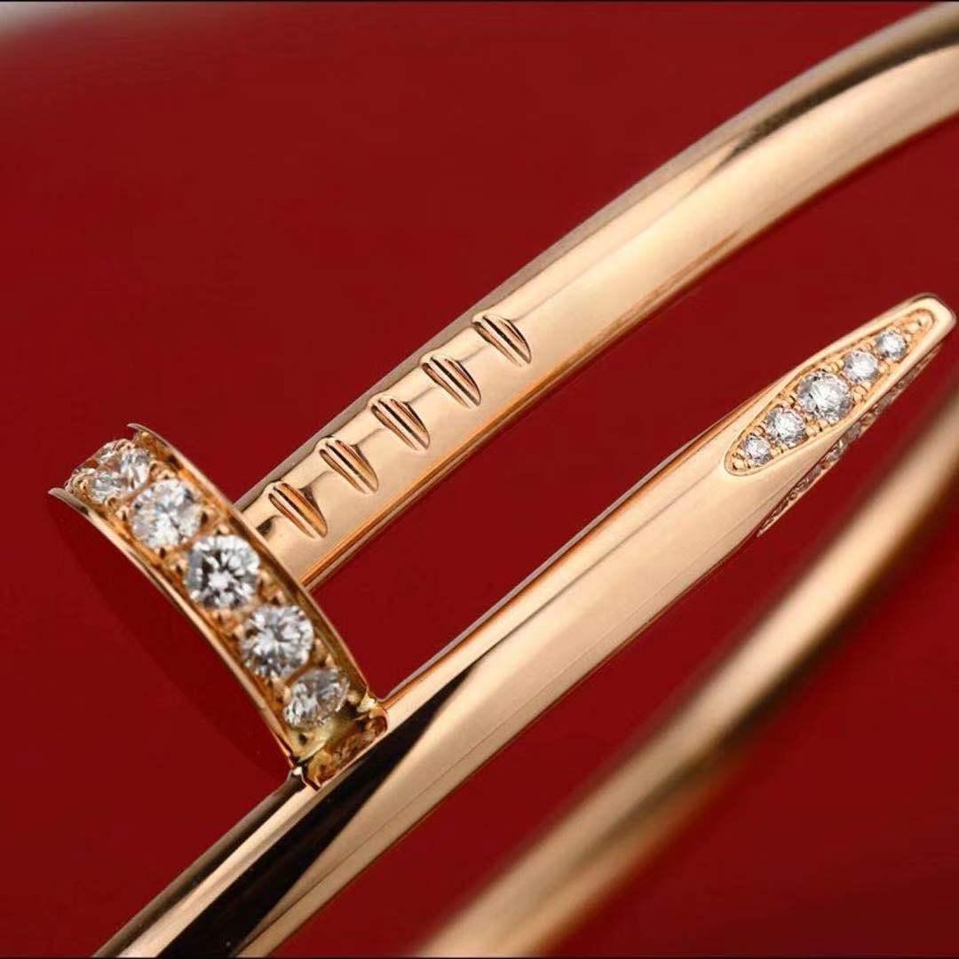Cartier JUSTE UN CLOU Diamond Bracelet Rose Gold Size 17 3