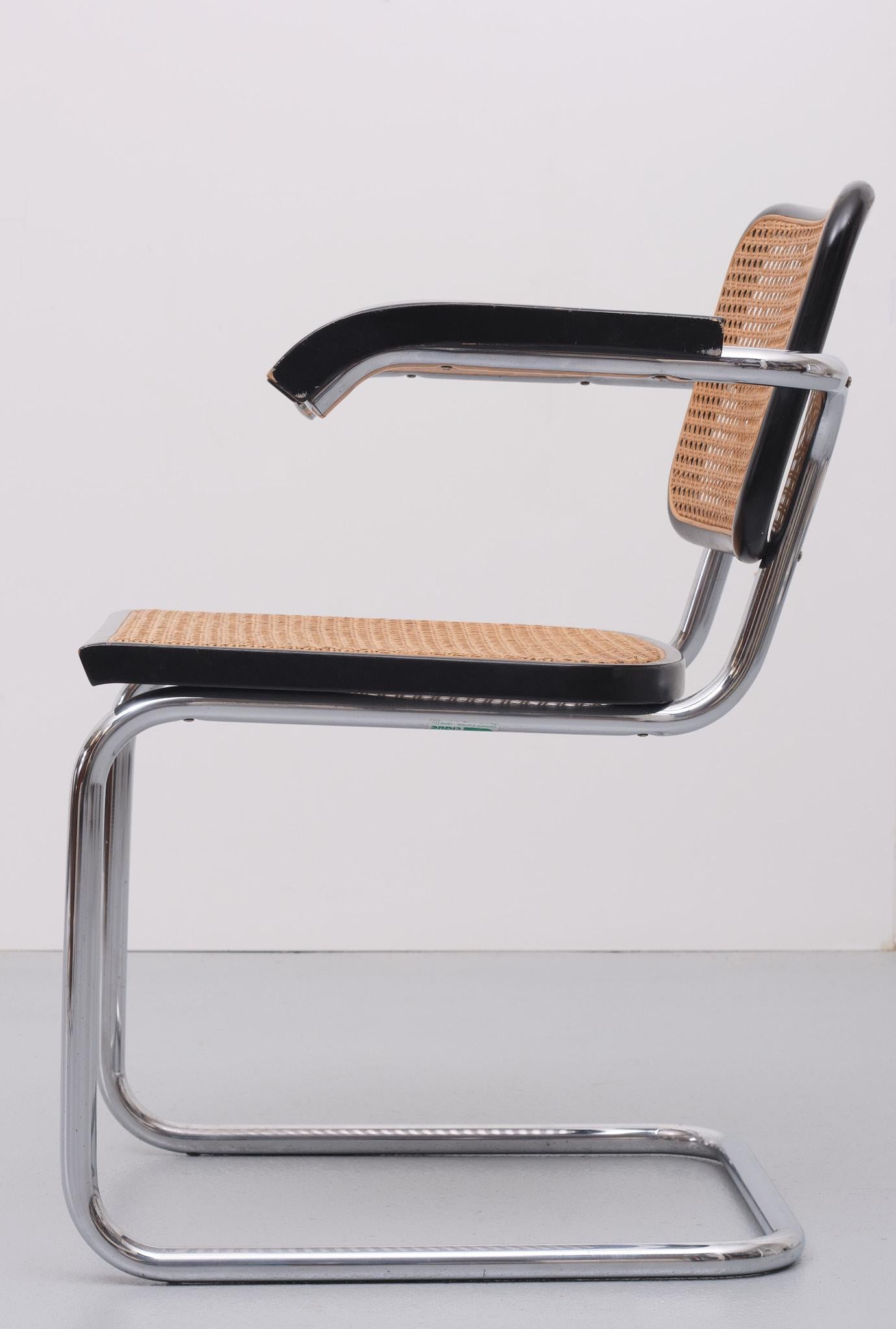 Wicker 'B64' Arm Chair by Marcel Breuer for Cidue, Italy 1970s