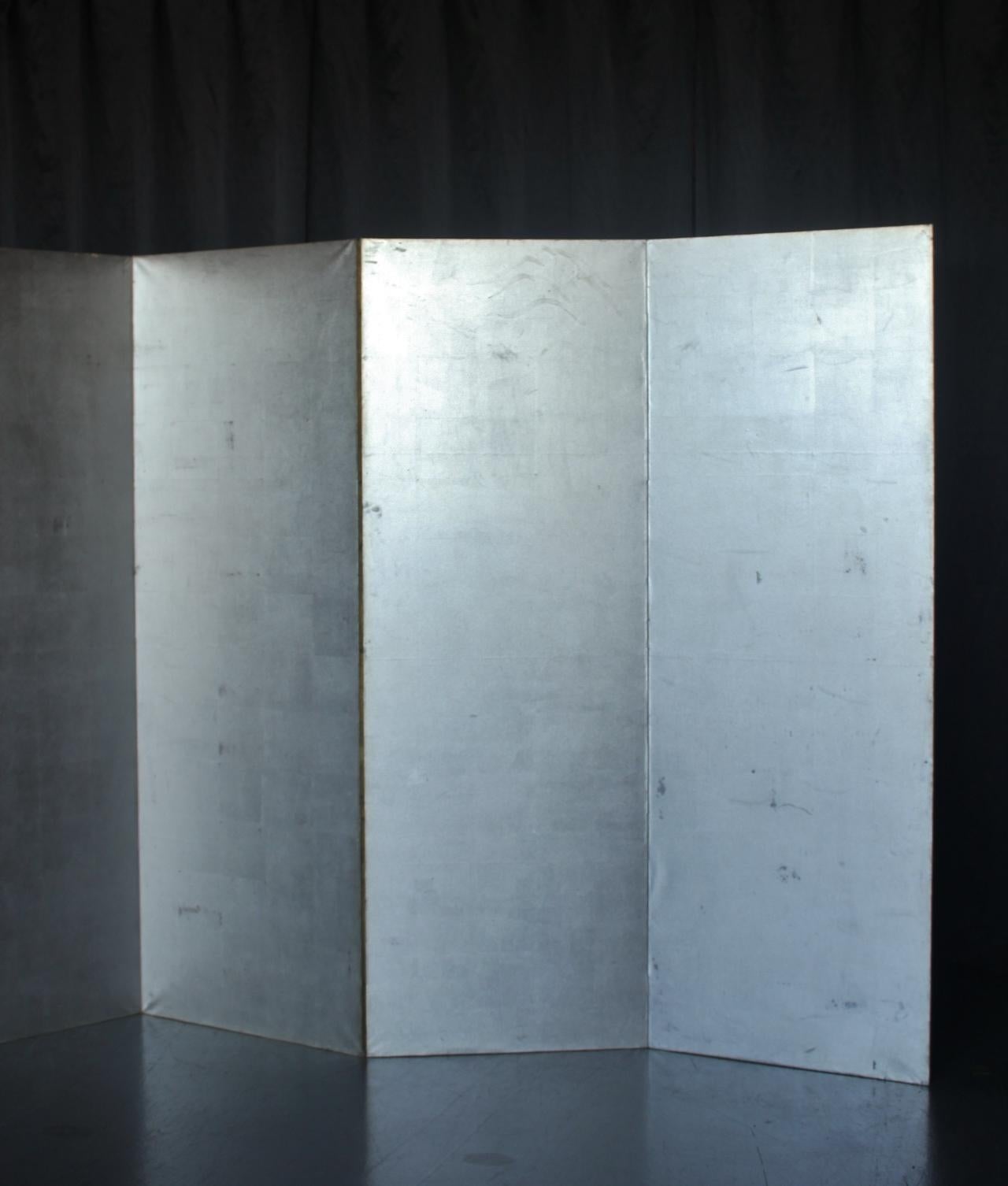 B70 Antiguos 6 paneles japoneses, Papel de plata, Pantalla plegable, sin marco en venta 4