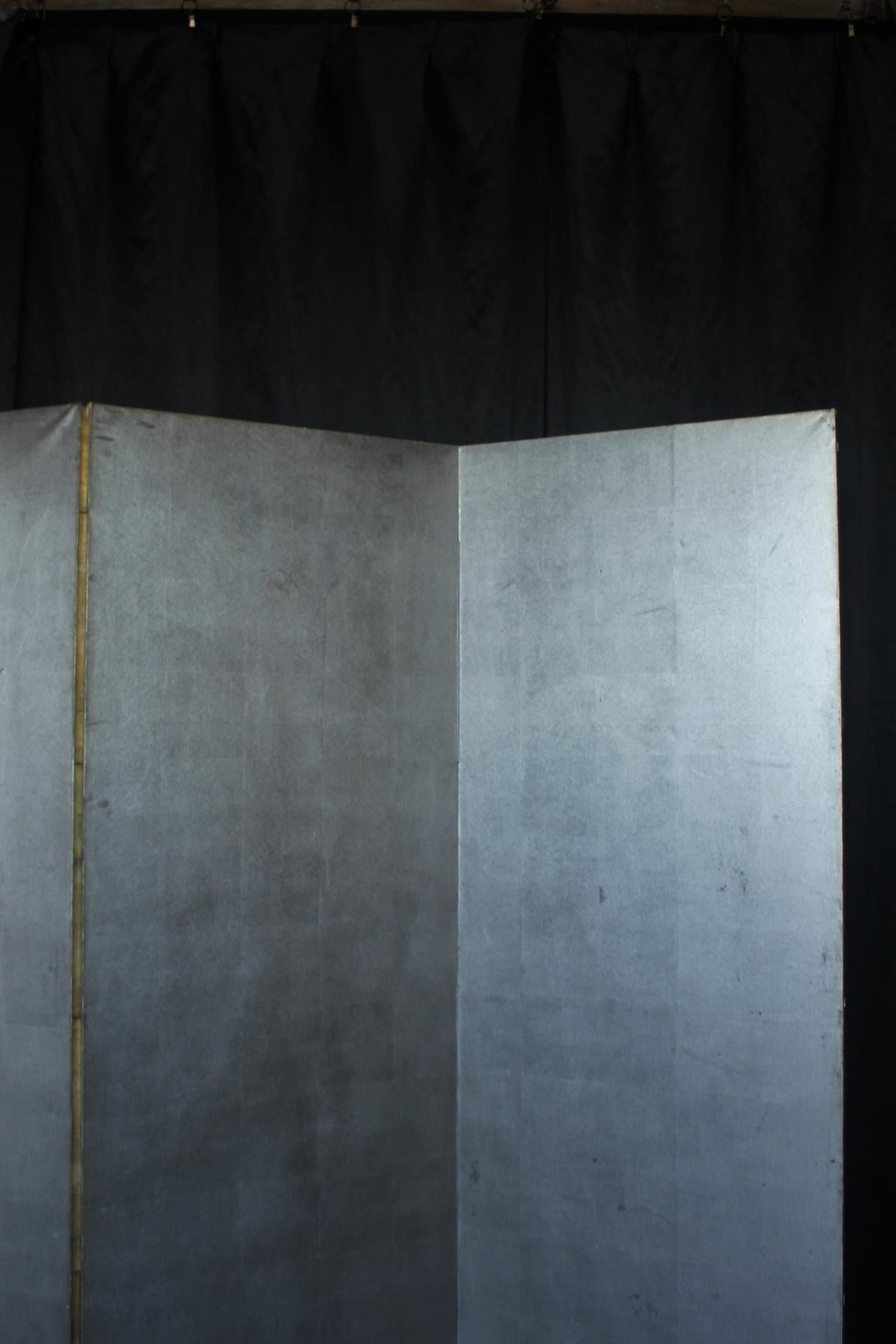 B70 Antiguos 6 paneles japoneses, Papel de plata, Pantalla plegable, sin marco en venta 9