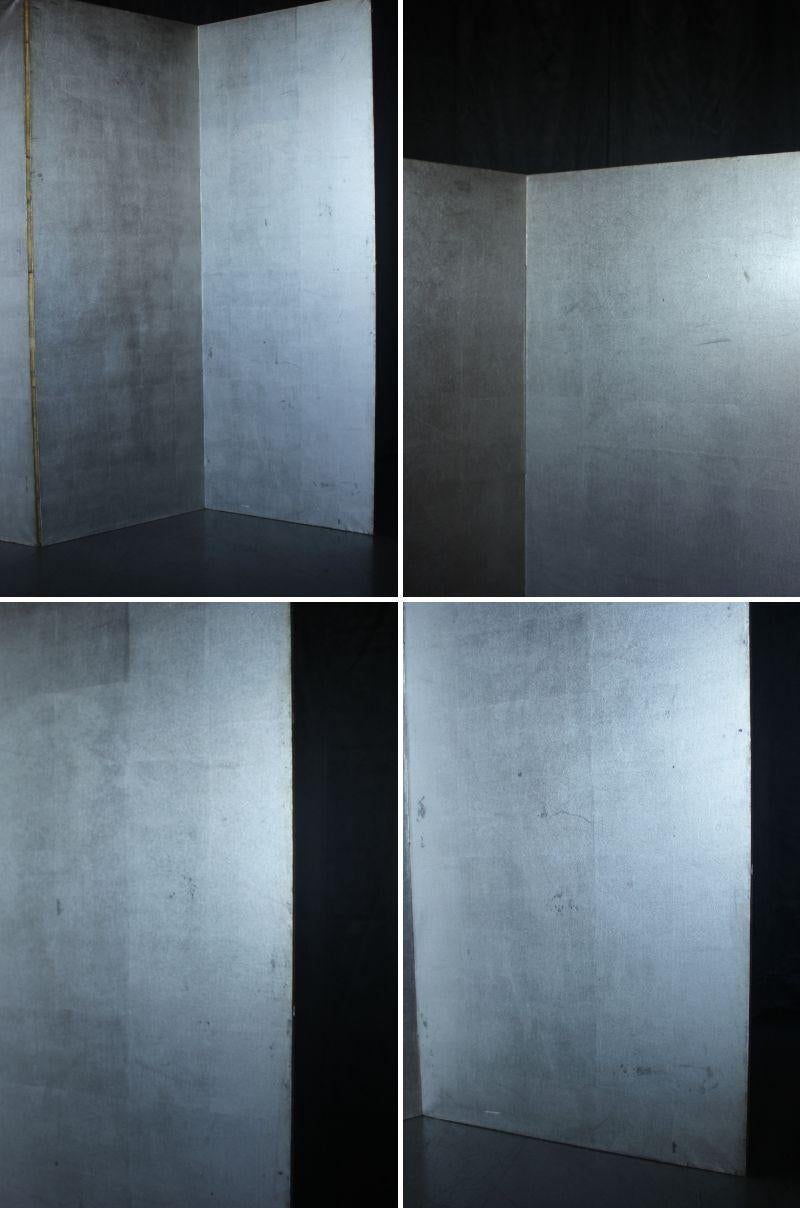 B70 Antiguos 6 paneles japoneses, Papel de plata, Pantalla plegable, sin marco en venta 10