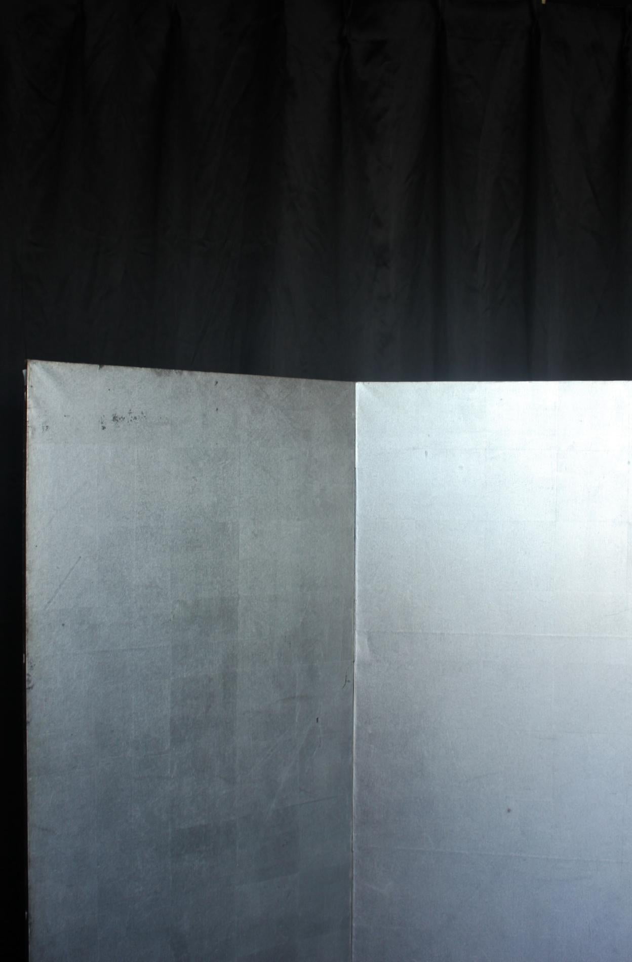 B70 Antiguos 6 paneles japoneses, Papel de plata, Pantalla plegable, sin marco Japonés en venta