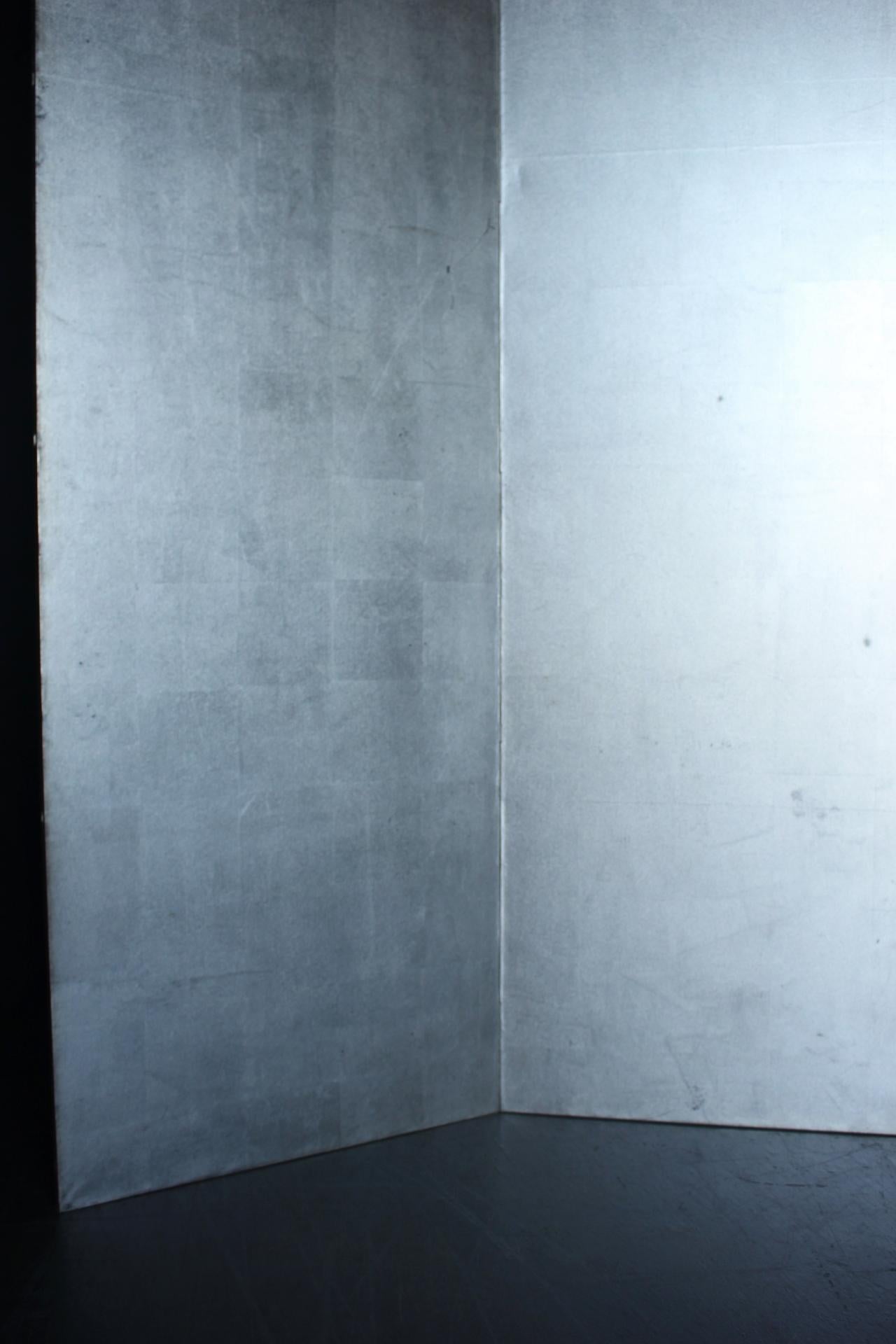 B70 Antiguos 6 paneles japoneses, Papel de plata, Pantalla plegable, sin marco en Bastante bueno estado para la venta en Niiza, JP