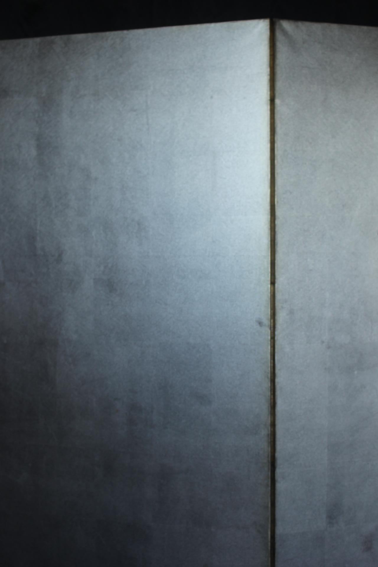 B70 Antiguos 6 paneles japoneses, Papel de plata, Pantalla plegable, sin marco en venta 1