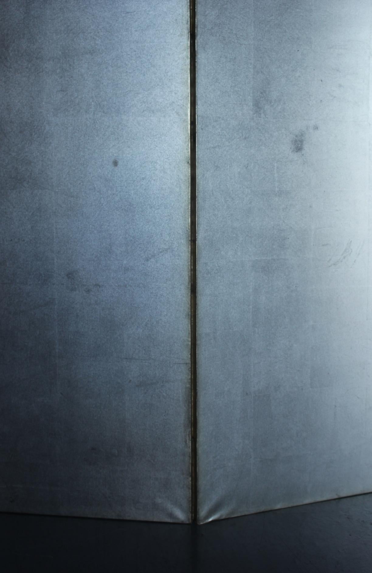 B70 Antiguos 6 paneles japoneses, Papel de plata, Pantalla plegable, sin marco en venta 2