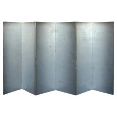 B70 Old Japanese 6panels, Silver Paper, folding Screen, no-rimmed