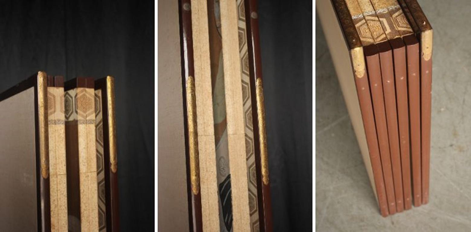 B72 Vieilles antiquités japonaises 6panneaux, citadins dansant Ukiyoe, paravent en vente 11