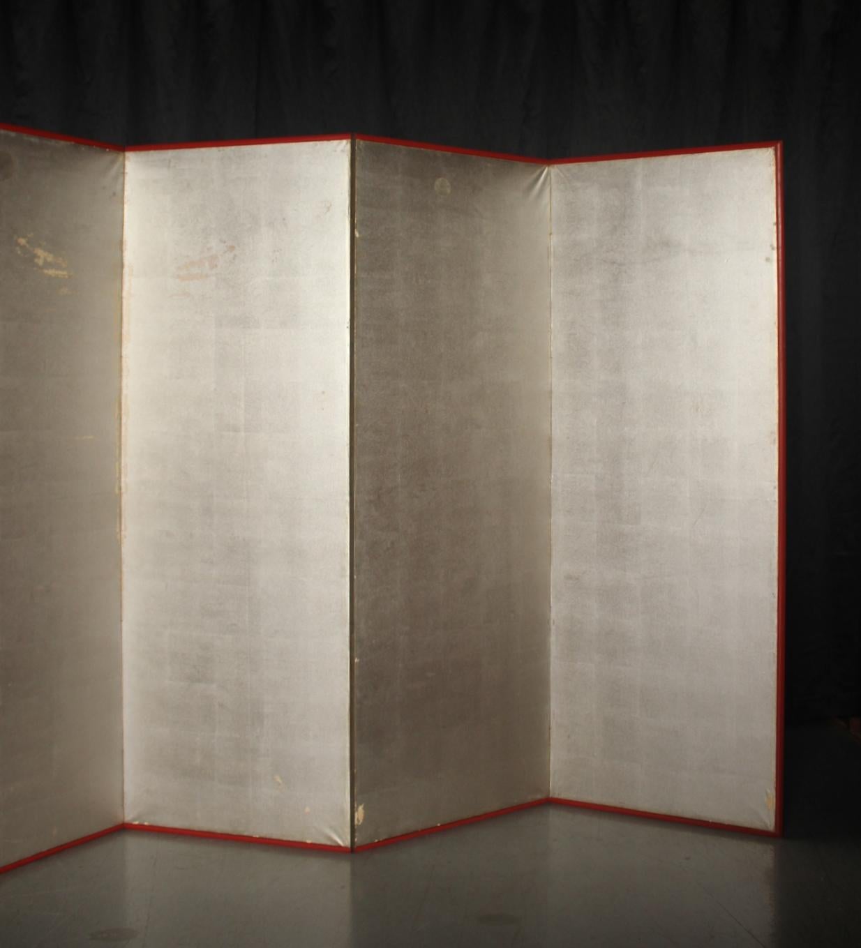 B73 Altjapanisch 6Tafeln, Silberpapier, Foldescreen, rot umrandet im Angebot 5