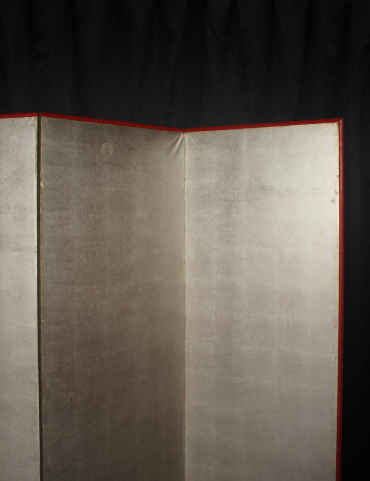 B73 Altjapanisch 6Tafeln, Silberpapier, Foldescreen, rot umrandet im Angebot 8