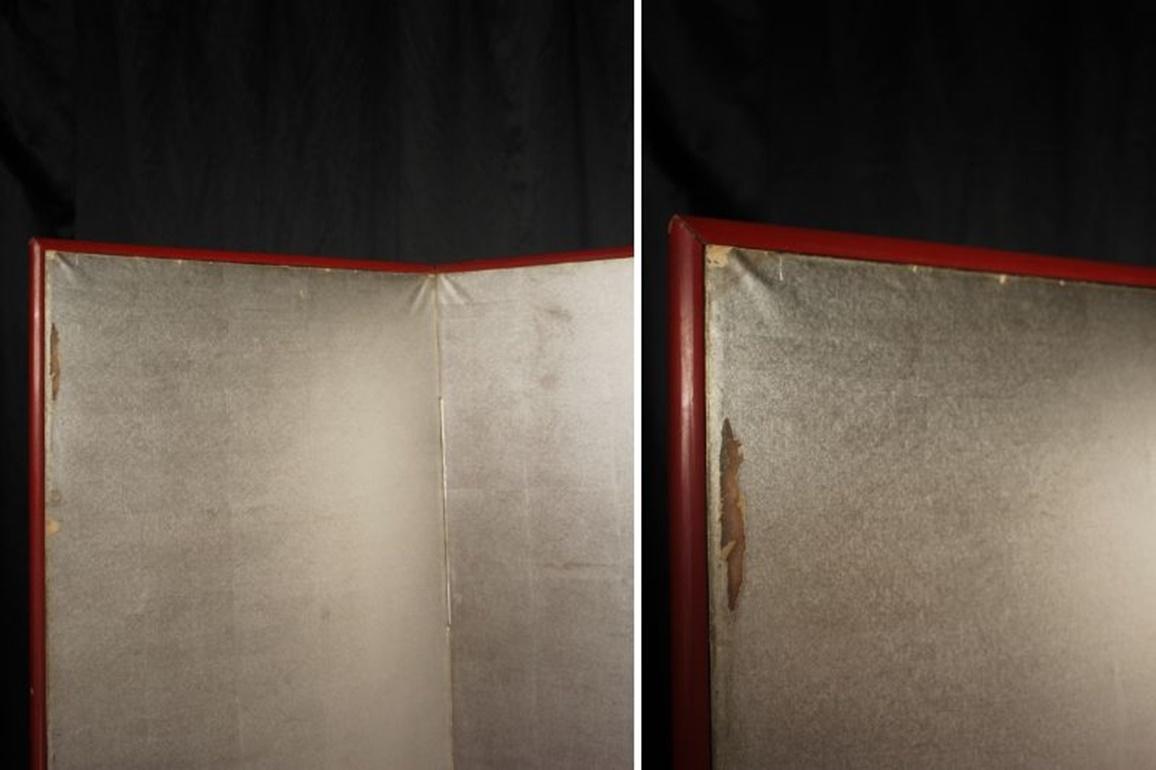 B73 Altjapanisch 6Tafeln, Silberpapier, Foldescreen, rot umrandet (Japanisch) im Angebot