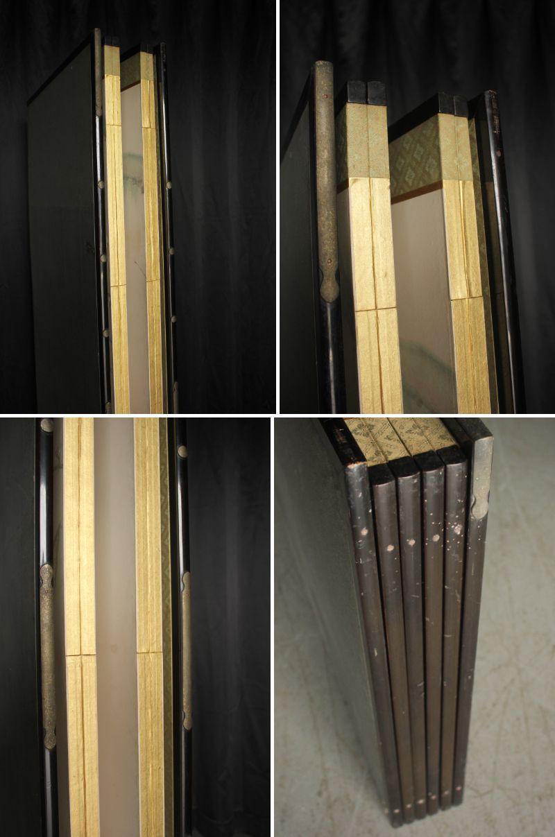 B76 Japanische Antiquitäten 6Paneele, Weiße Pflaumenblüten und Pfau, Faltwand im Angebot 11