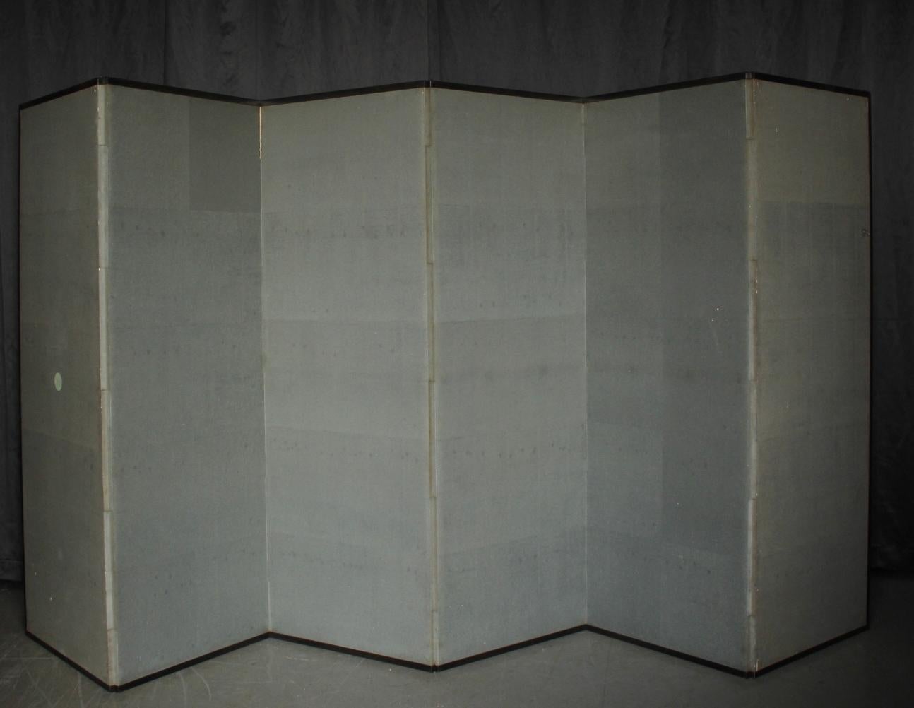 B76 Japanische Antiquitäten 6Paneele, Weiße Pflaumenblüten und Pfau, Faltwand im Angebot 12