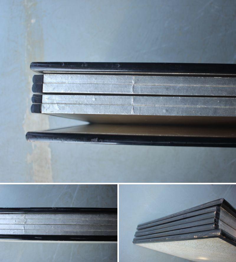 B81 Old Japanese Antiques 6panels, Silver Paper, folding Screen, Black remmed im Angebot 14
