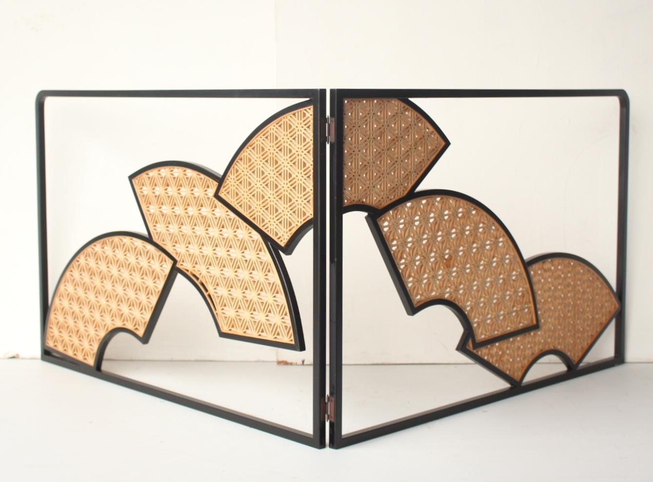 B83 Kumiko Folding Screen Teezeremonie-Utensilien im Angebot 4