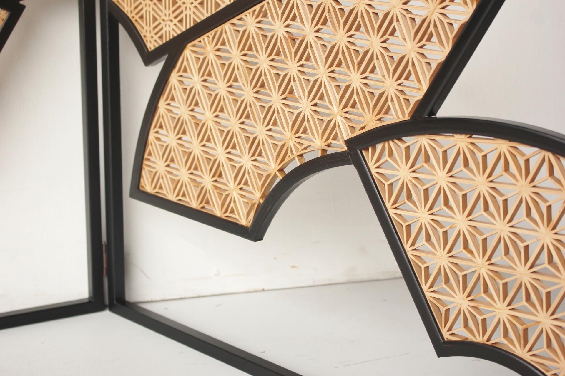 B83 Kumiko Folding Screen Teezeremonie-Utensilien im Angebot 1