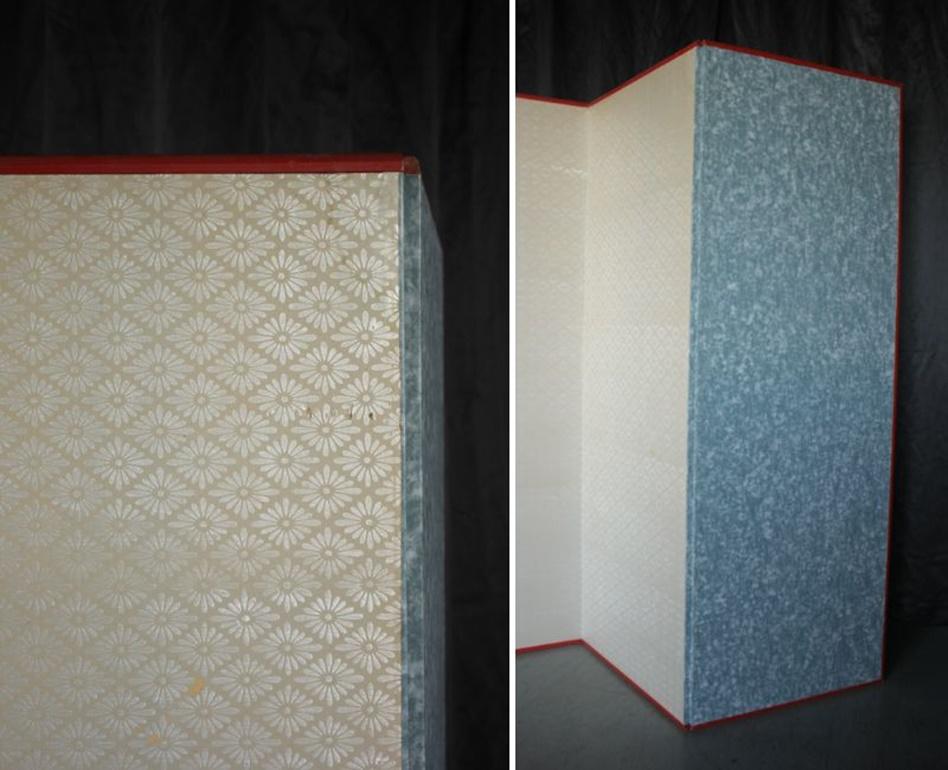 B85 Old Japanese 6panels, Silver Paper, folding Screen, red remmed im Angebot 12