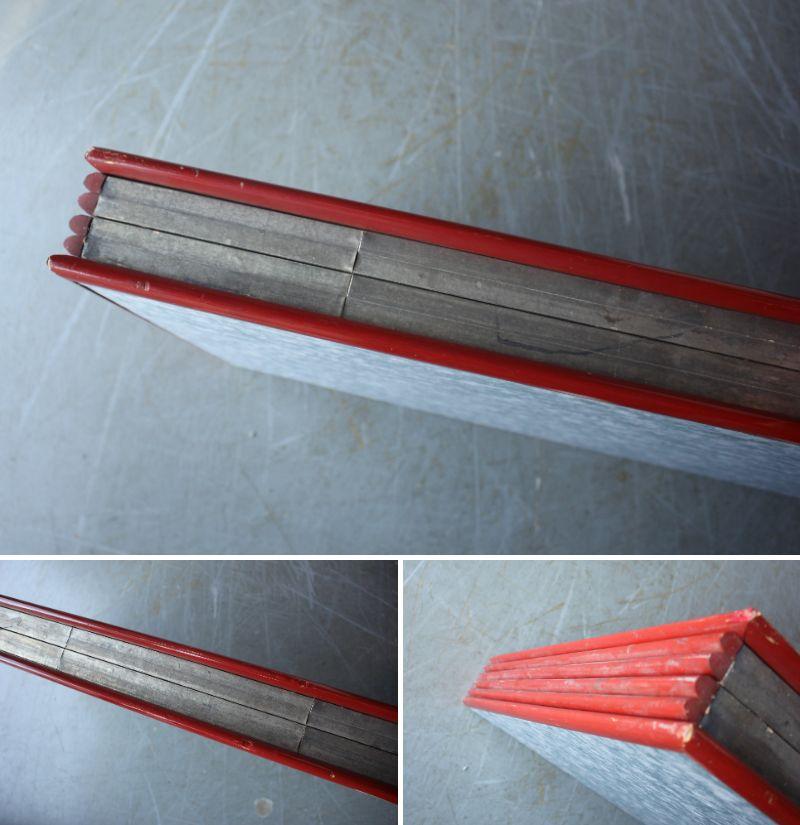 B85 Old Japanese 6panels, Silver Paper, folding Screen, red remmed im Angebot 13