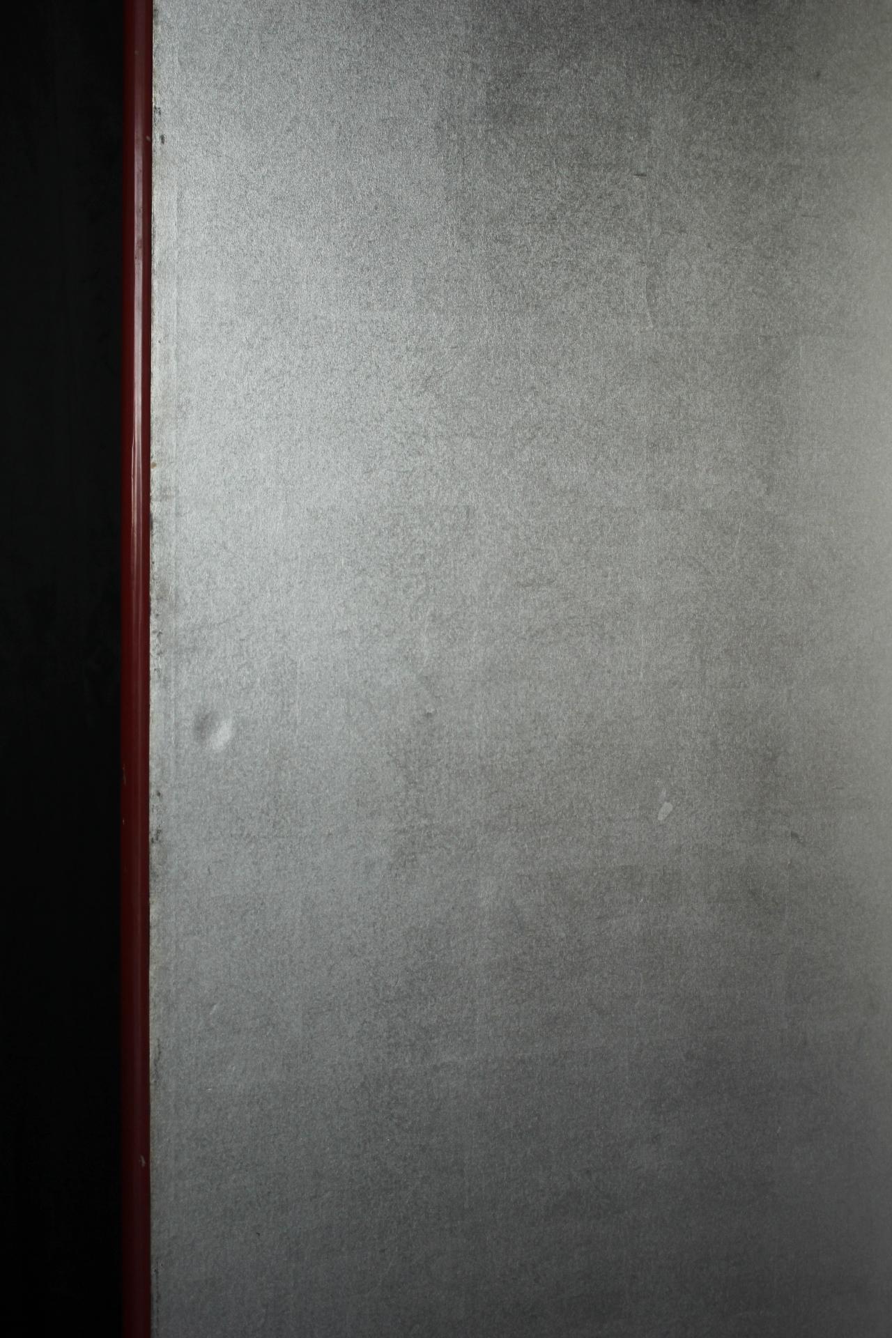 B85 Old Japanese 6panels, Silver Paper, folding Screen, red remmed (20. Jahrhundert) im Angebot