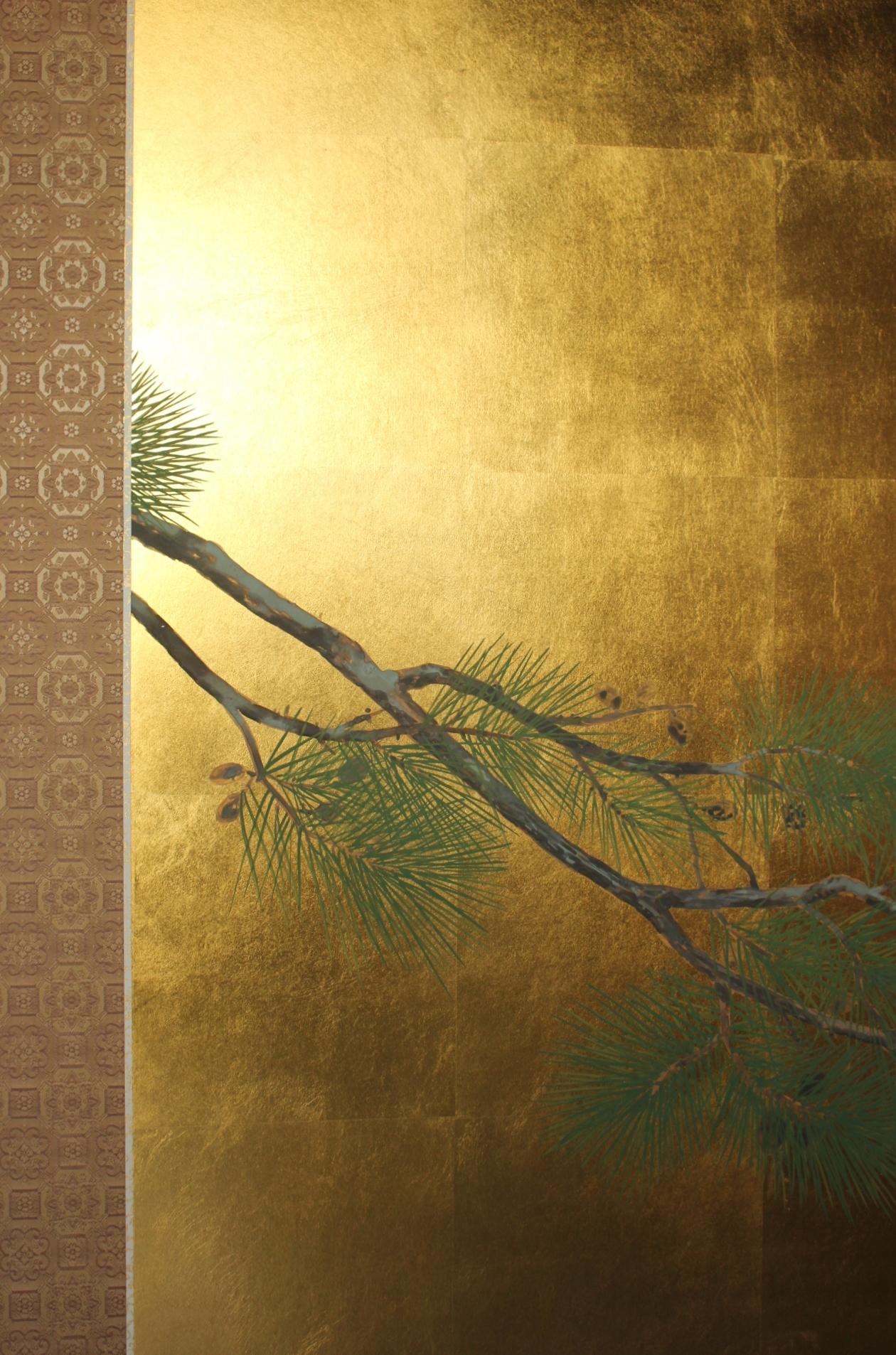 B86 Peinture japonaise d'art, faucon, écran d'or Byobu, 2 panneaux en vente 6