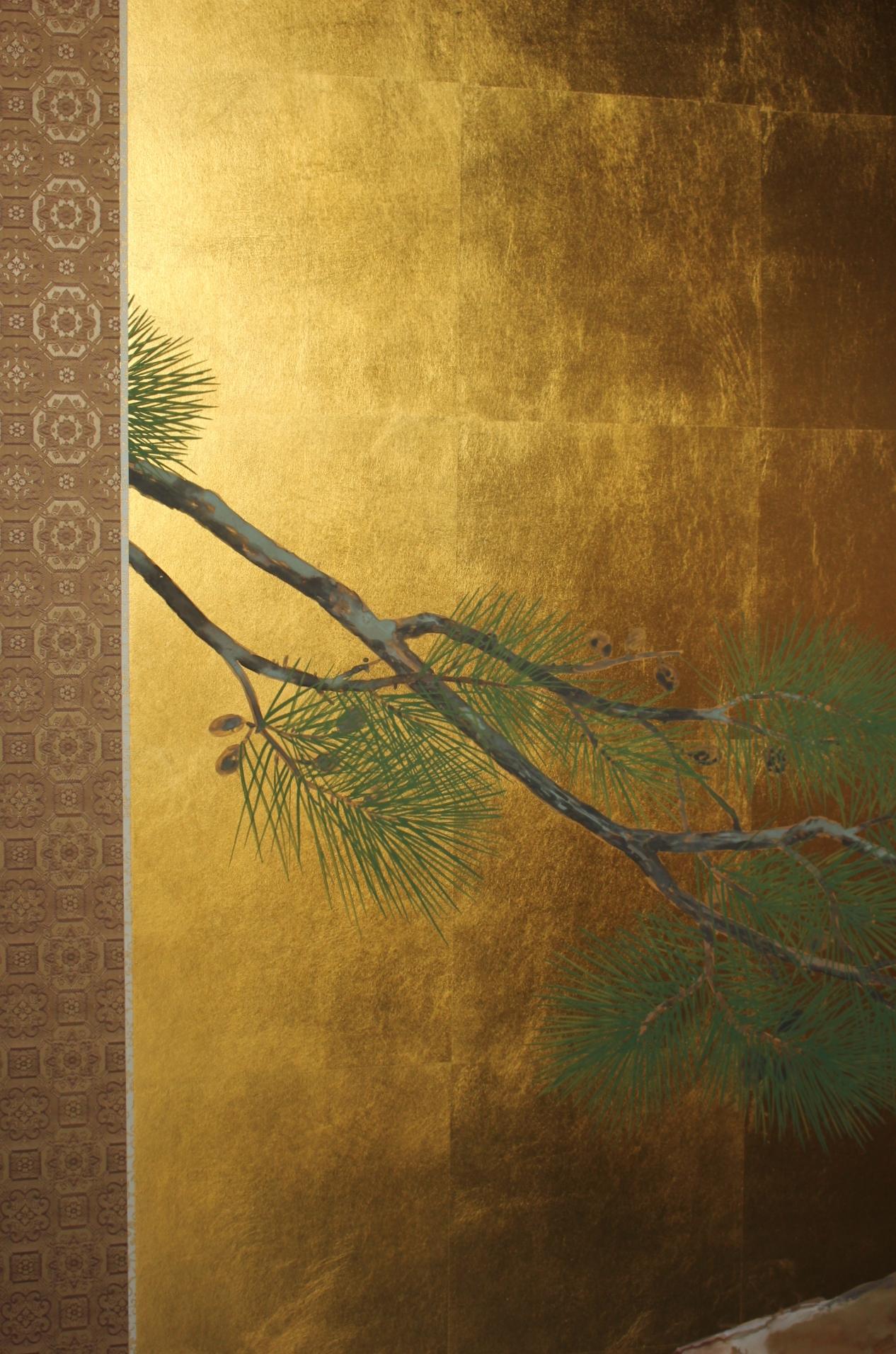 Peint à la main B86 Peinture japonaise d'art, faucon, écran d'or Byobu, 2 panneaux en vente