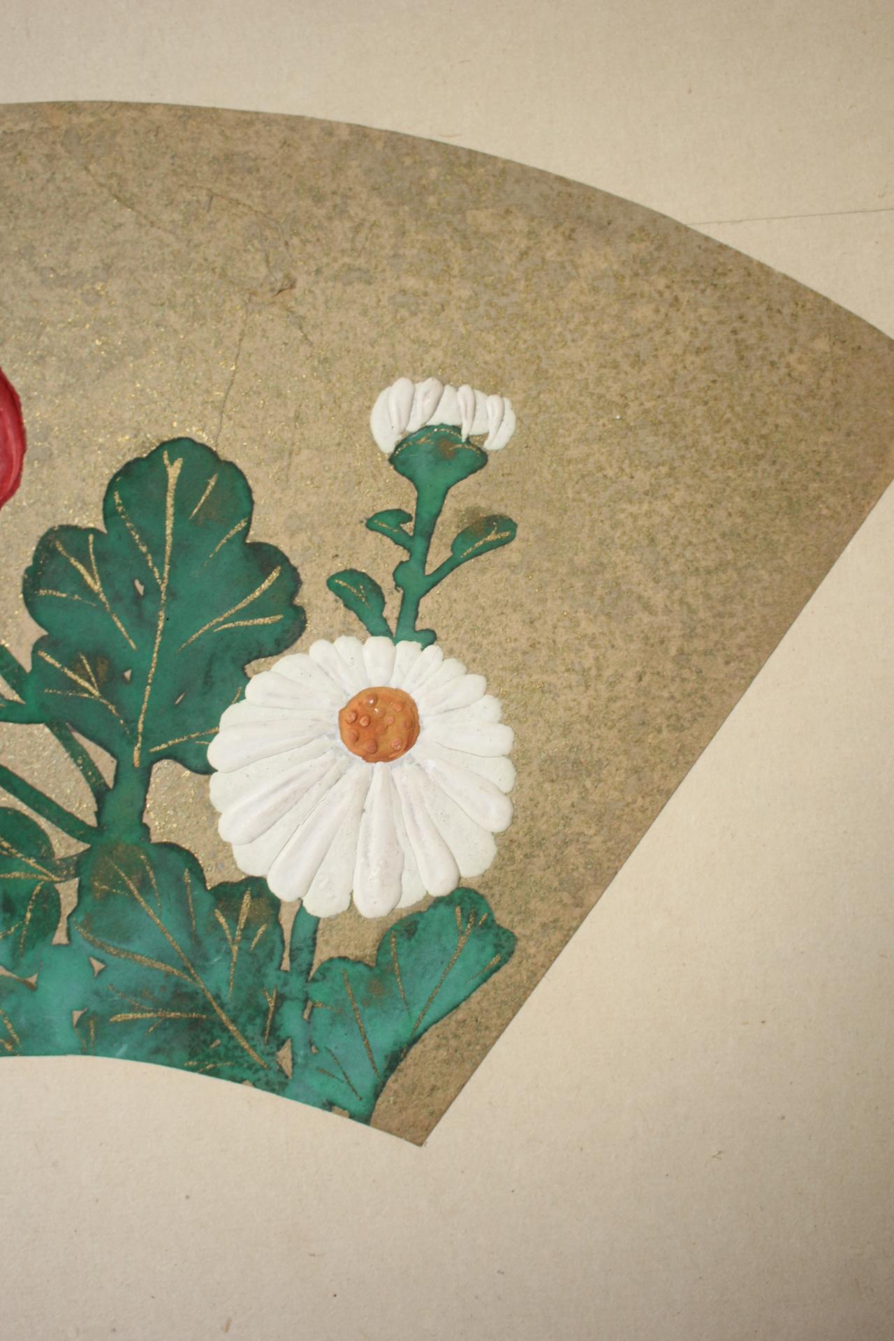 B87 Japanische Antiquitäten Kunst, Chrysantheme und Silber Hintergrund Bildschirm Byobu im Angebot 4