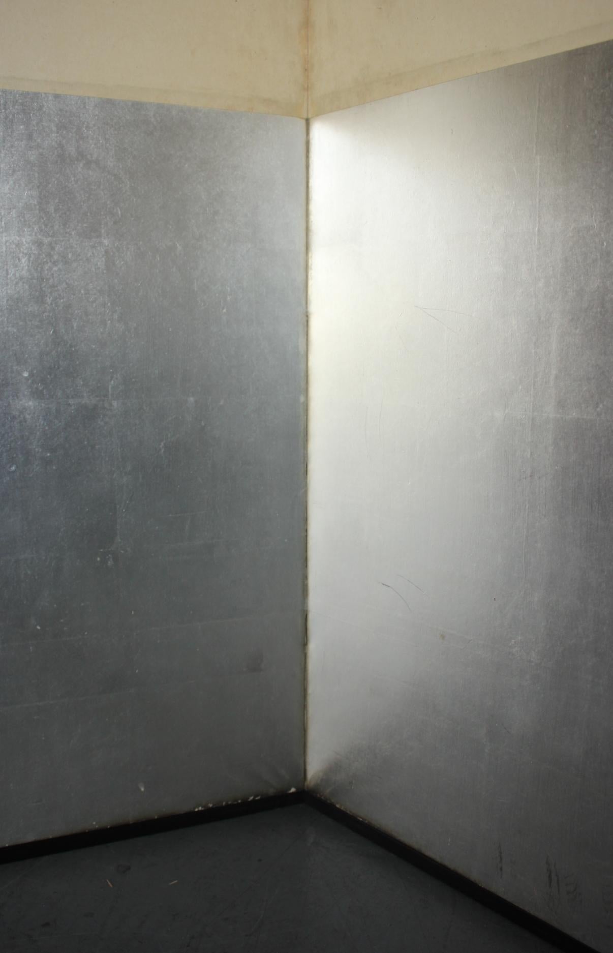 B87 Japanische Antiquitäten Kunst, Chrysantheme und Silber Hintergrund Bildschirm Byobu im Angebot 7