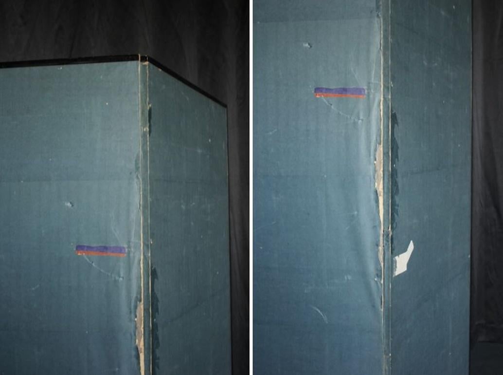 B87 Japanische Antiquitäten Kunst, Chrysantheme und Silber Hintergrund Bildschirm Byobu im Angebot 12