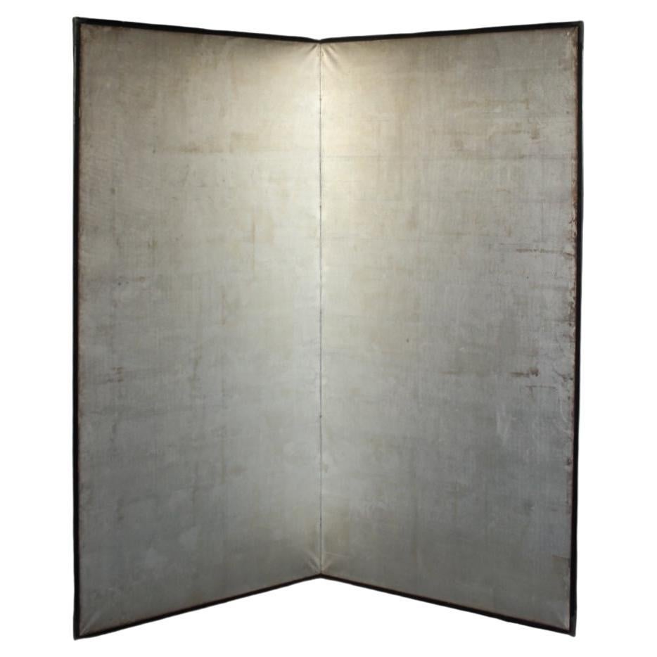 B88 Japanese Antiques Art, silver background Screen Byobu