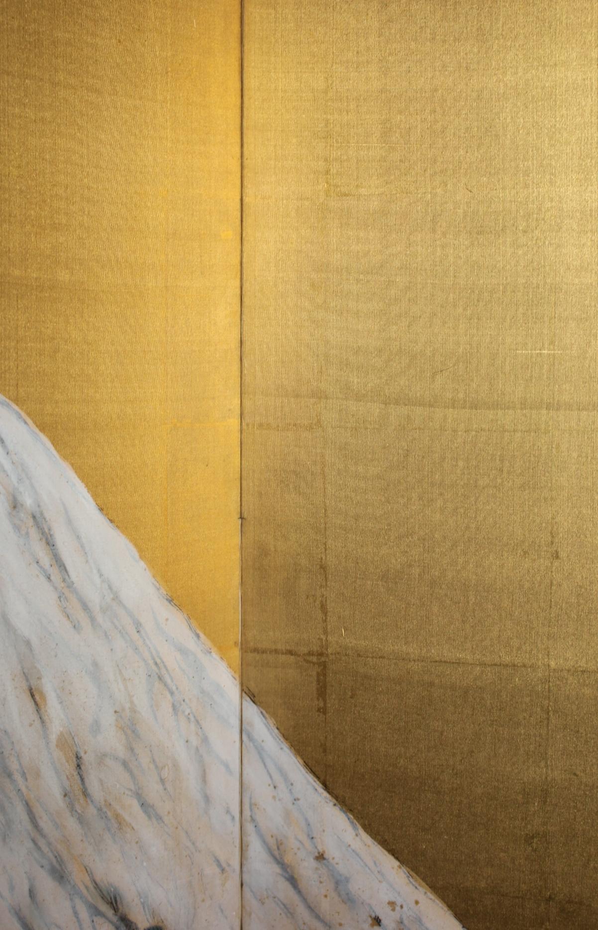 B89 Japanische Malerei, Mount Fuji Goldback Screen Byobu, 2-Paneele im Angebot 7