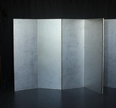 B91 Old Japanese 6panels, Silver Paper, folding Screen, no-rimmed