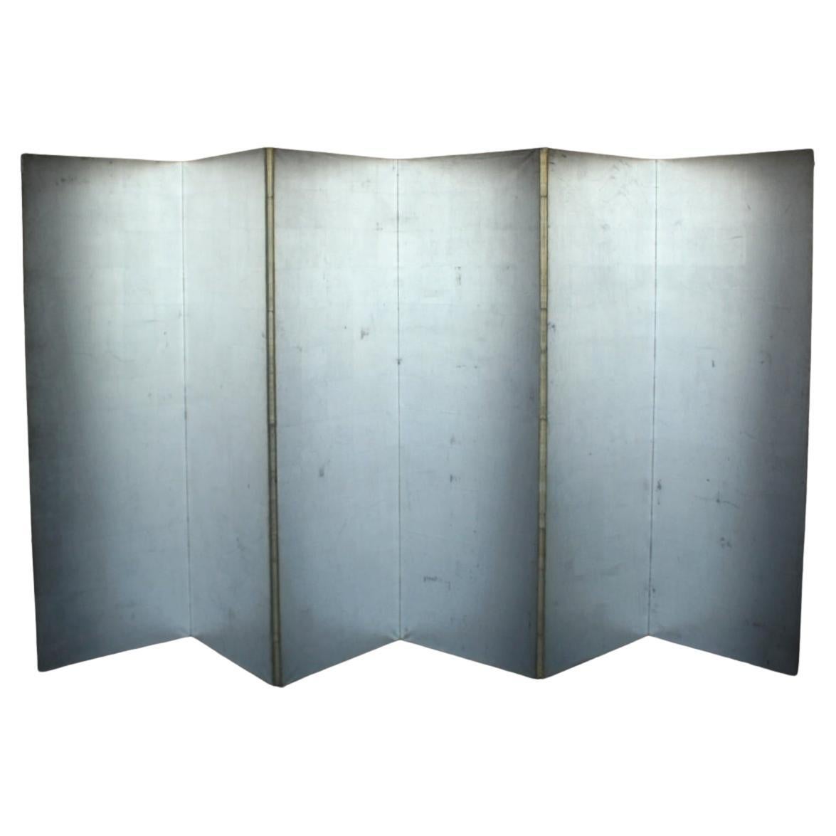 B91 Altjapanisch 6Panels, Silberpapier, Folding Screen, ohne Rand