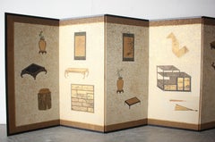 B96 Old Japanese 6panels folding Screen, Hina Doll Accessories painting