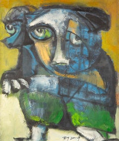 Ba, Te'er Abstract Original Oil On Canvas "Blue"