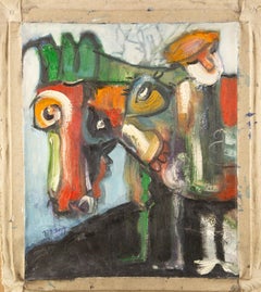 Ba, Te'er Abstract Original Oil Painting "Walking With Horse"