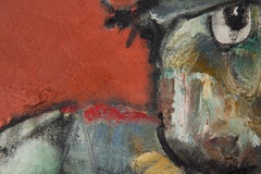 Ba, Te'er Post-Impressionist Original Oil Painting "In Front Of Red Wall"
