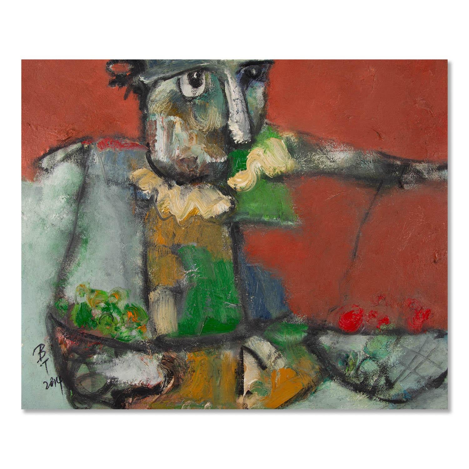  Titolo: Davanti al muro rosso
 Medium: Olio su tela
 Dimensioni: 19 x 23 pollici
 Cornice: Possibilità di incorniciatura!
 Condizioni: Il dipinto appare in ottime condizioni.
 
 Anno: 2014
 Artista: Ba, Te'er
 Firma: Firmato
 Posizione della firma: