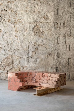Baalbeck Coffee Table in Casted Bronze and Marmo di Rima