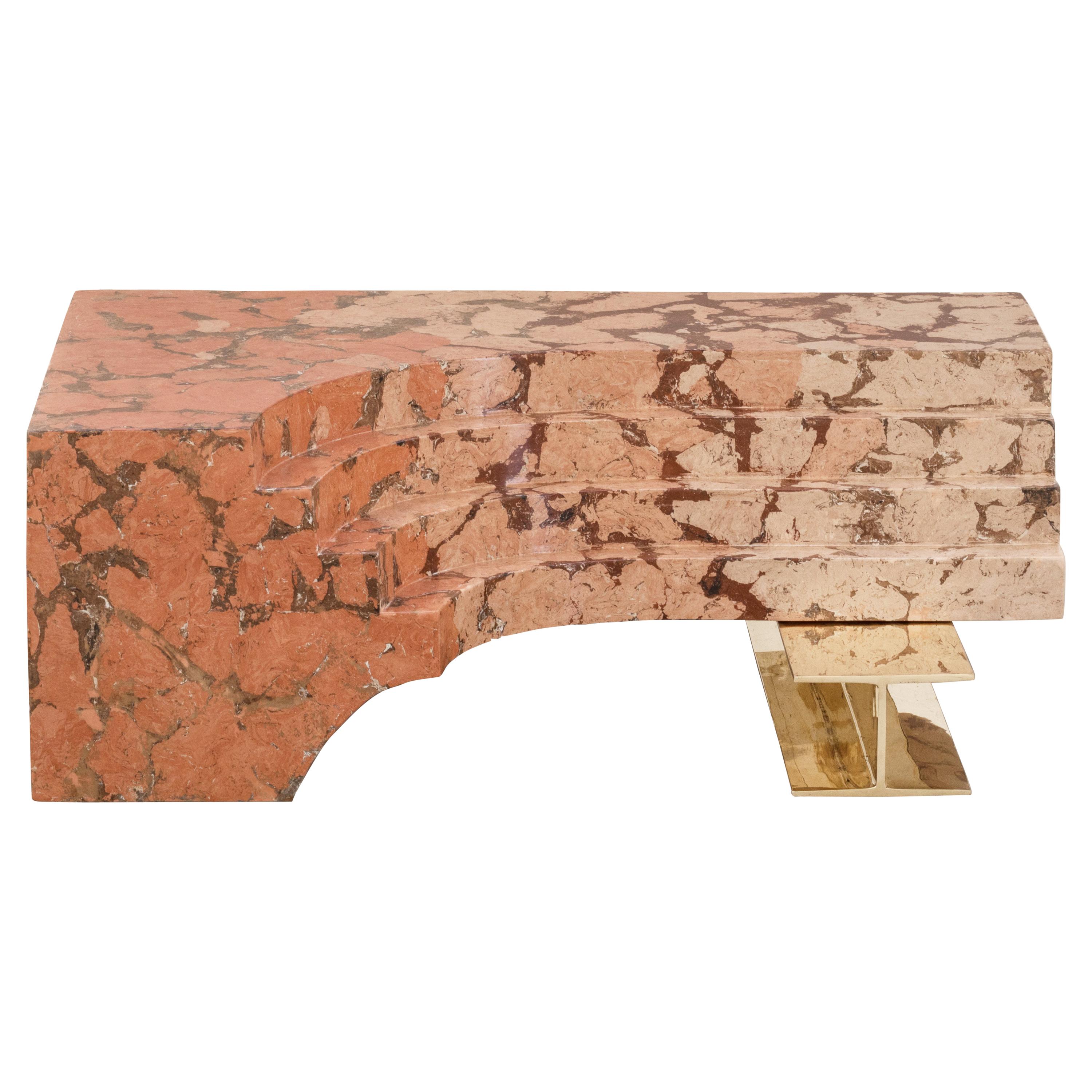 Baalbeck Coffee Table in Casted Bronze and Marmo di Rima For Sale