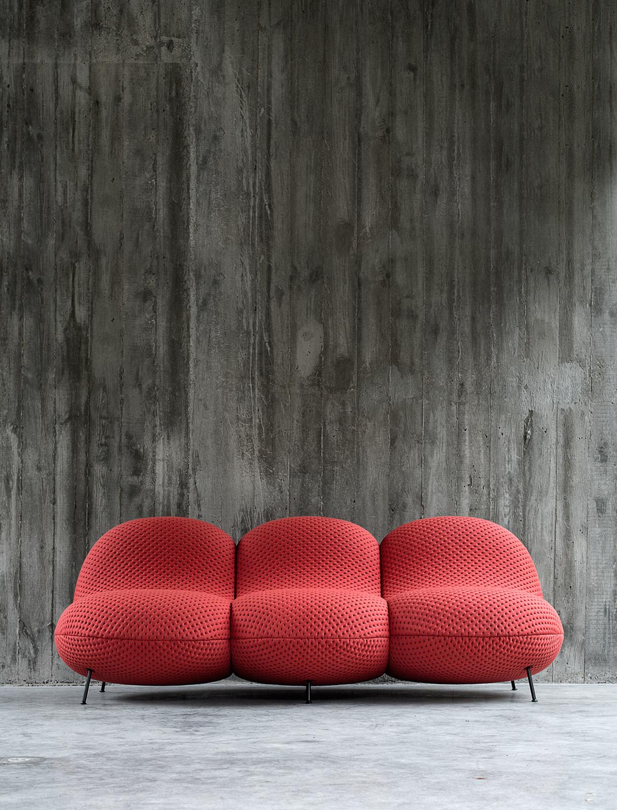 Baba 3-Seater Sofa in Stitch Rouge by Febrik In New Condition For Sale In Kaunas, LT