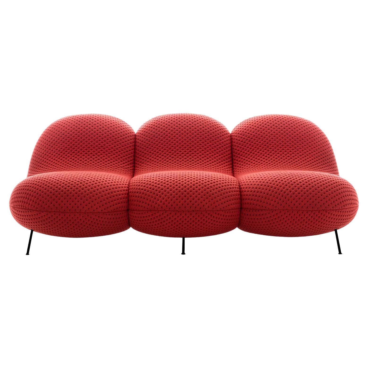 Baba 3-Seater Sofa in Stitch Rouge by Febrik For Sale
