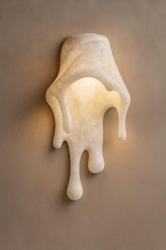 Baba Unique Wall Sconce in White Onyx, Glass & Aluminum by Andres Monnier