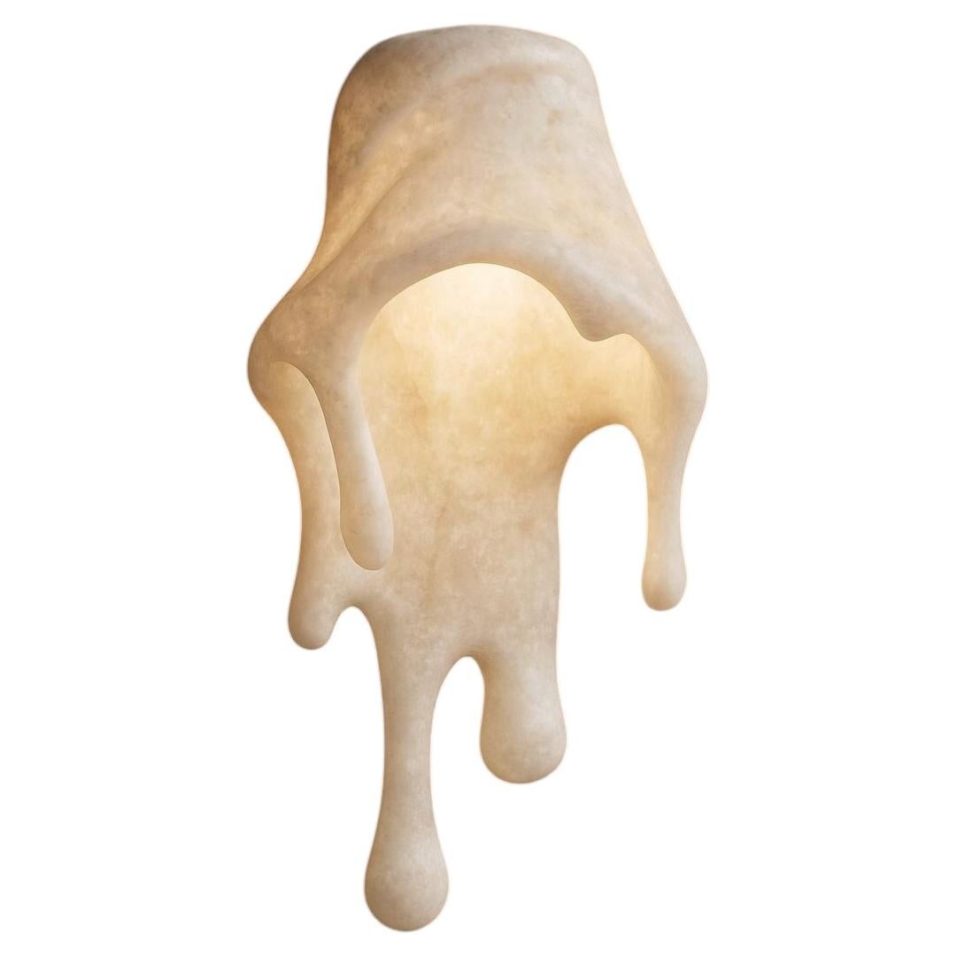 Baba Unique Wall Sconce in White Onyx, Glass & Aluminum by Andres Monnier