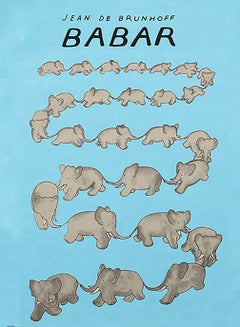 Babar - El carrusel azul. Póster original de Jean de Brunhoff, 2017