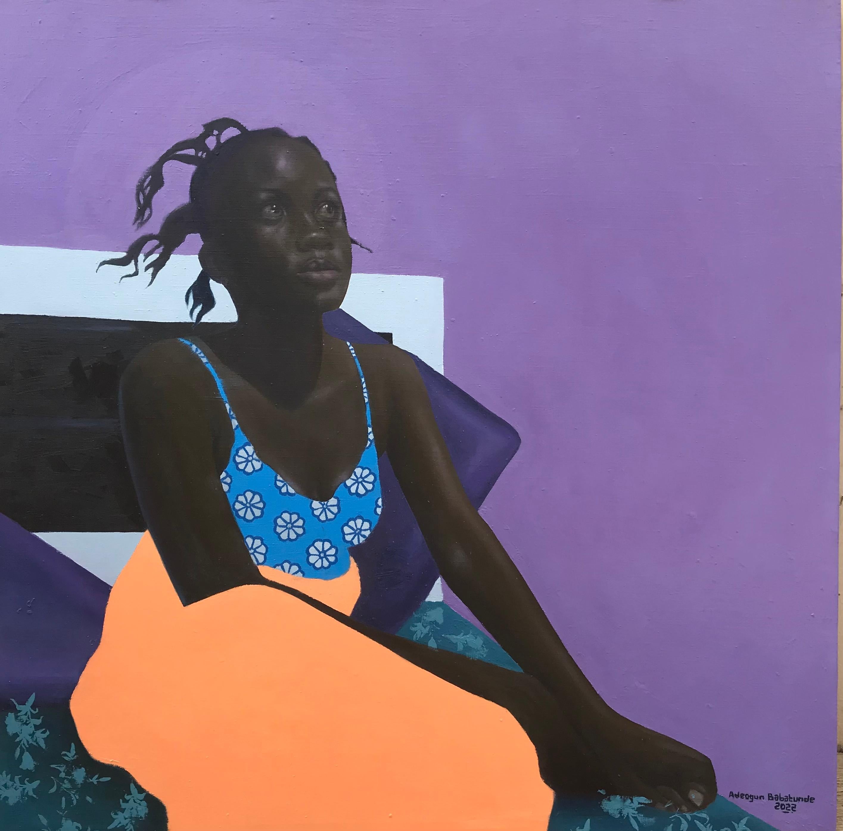 Babatunde Adeogun Figurative Painting - Alone With My Thoughts 