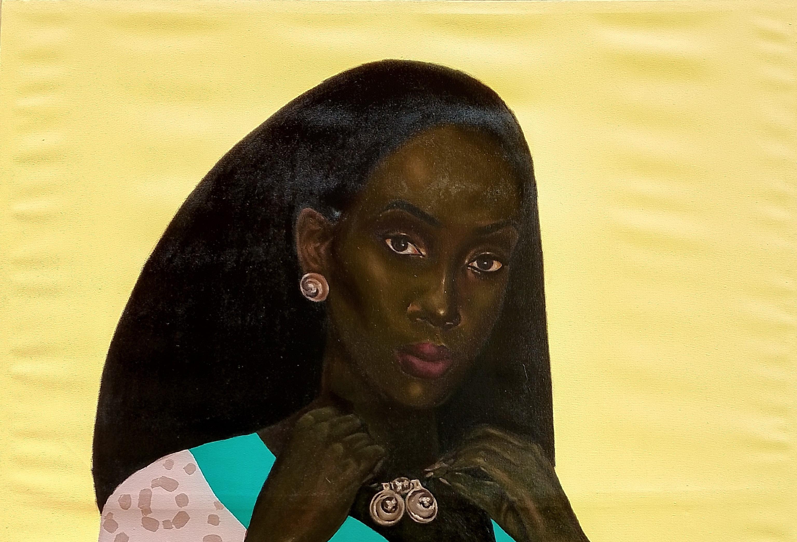 Keep It Safe - 21e siècle, Contemporain, Portrait figuratif, Femmes noires - Painting de Babatunde Adeogun