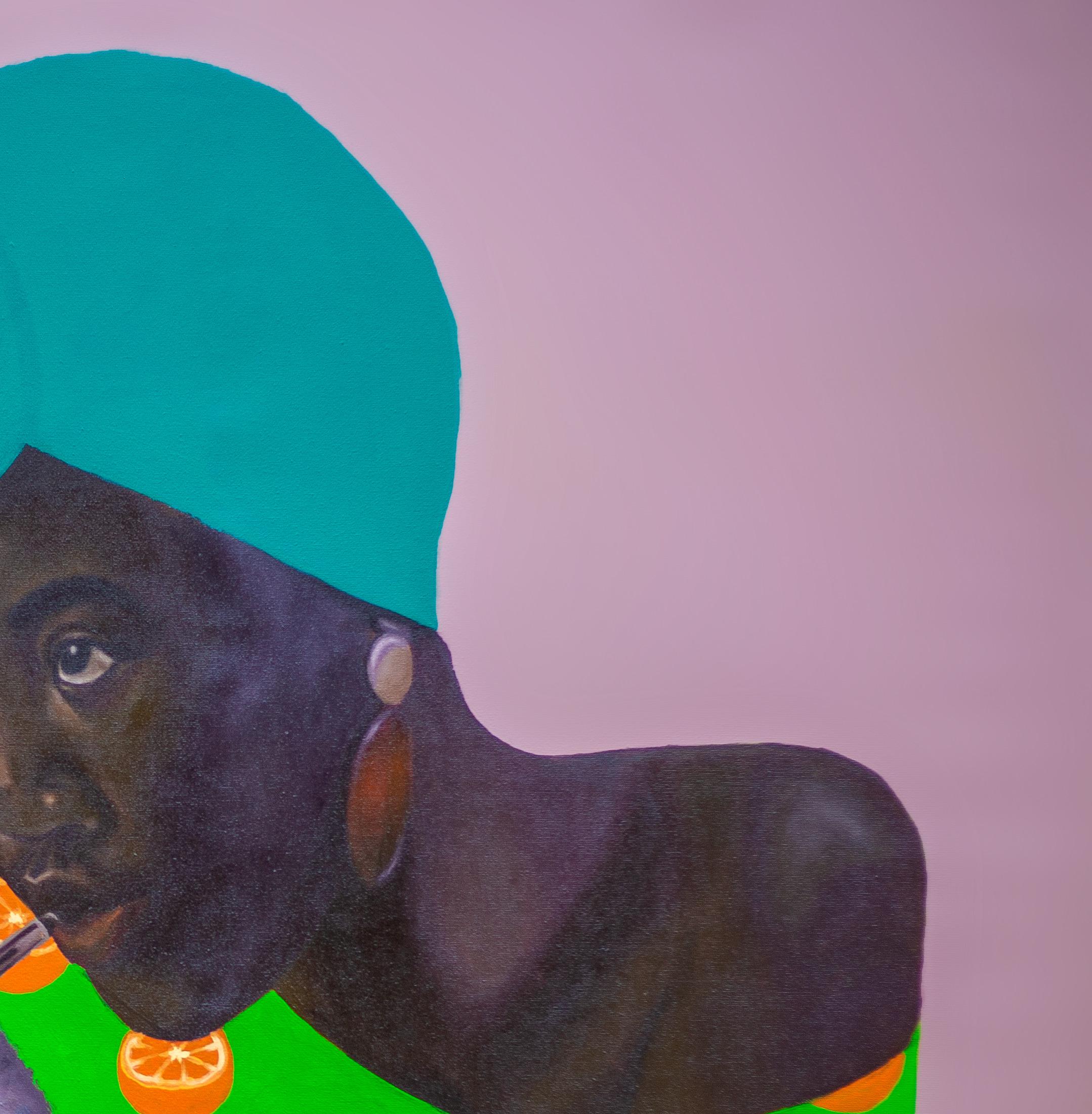 De cara al futuro - Siglo XXI, Contemporáneo, Retrato figurativo, África Mujeres - Portrait Painting Marrón de Babatunde Adeogun