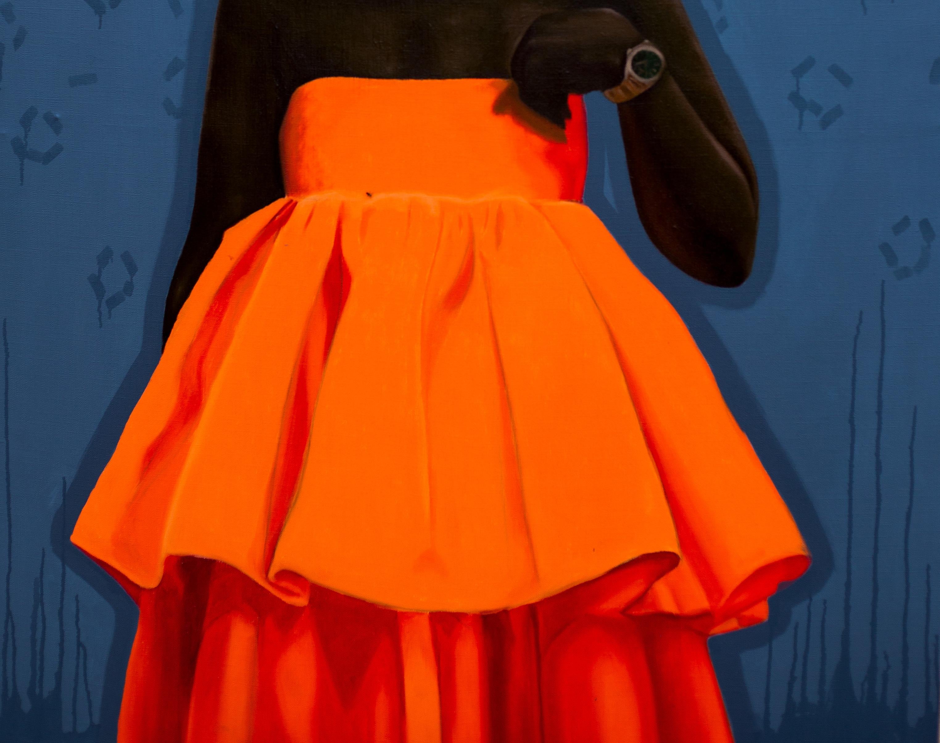 Our Time, Our Fashion - 21st Century, Contemporary, Figurative, Black Women - Purple Figurative Painting by Babatunde Adeogun