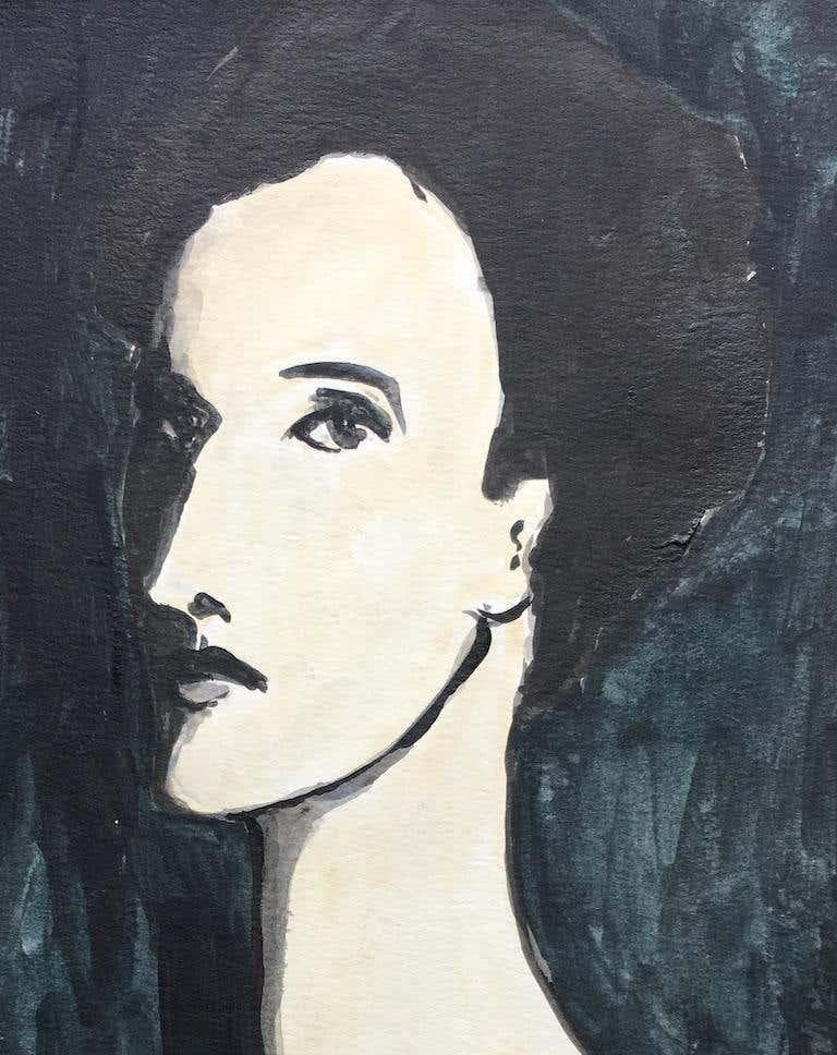 Modern Babe Paley,  Acrylic on Paper painting For Sale